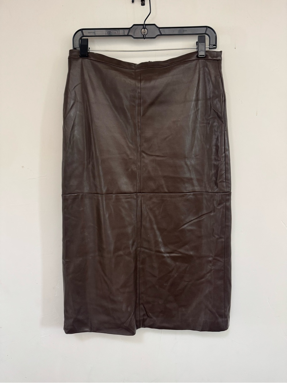 Love Token Dark Brown Faux Leather Pencil Skirt